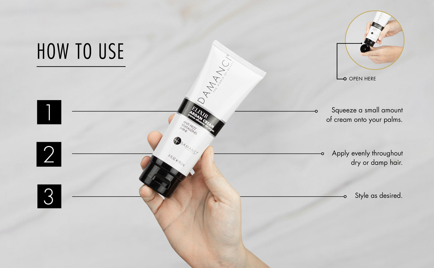 DAMANCI Elixir Argan Cream - Anti Frizz & Revitalizing Shine