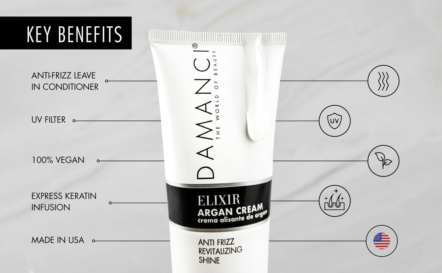 DAMANCI Elixir Argan Cream - Anti Frizz & Revitalizing Shine