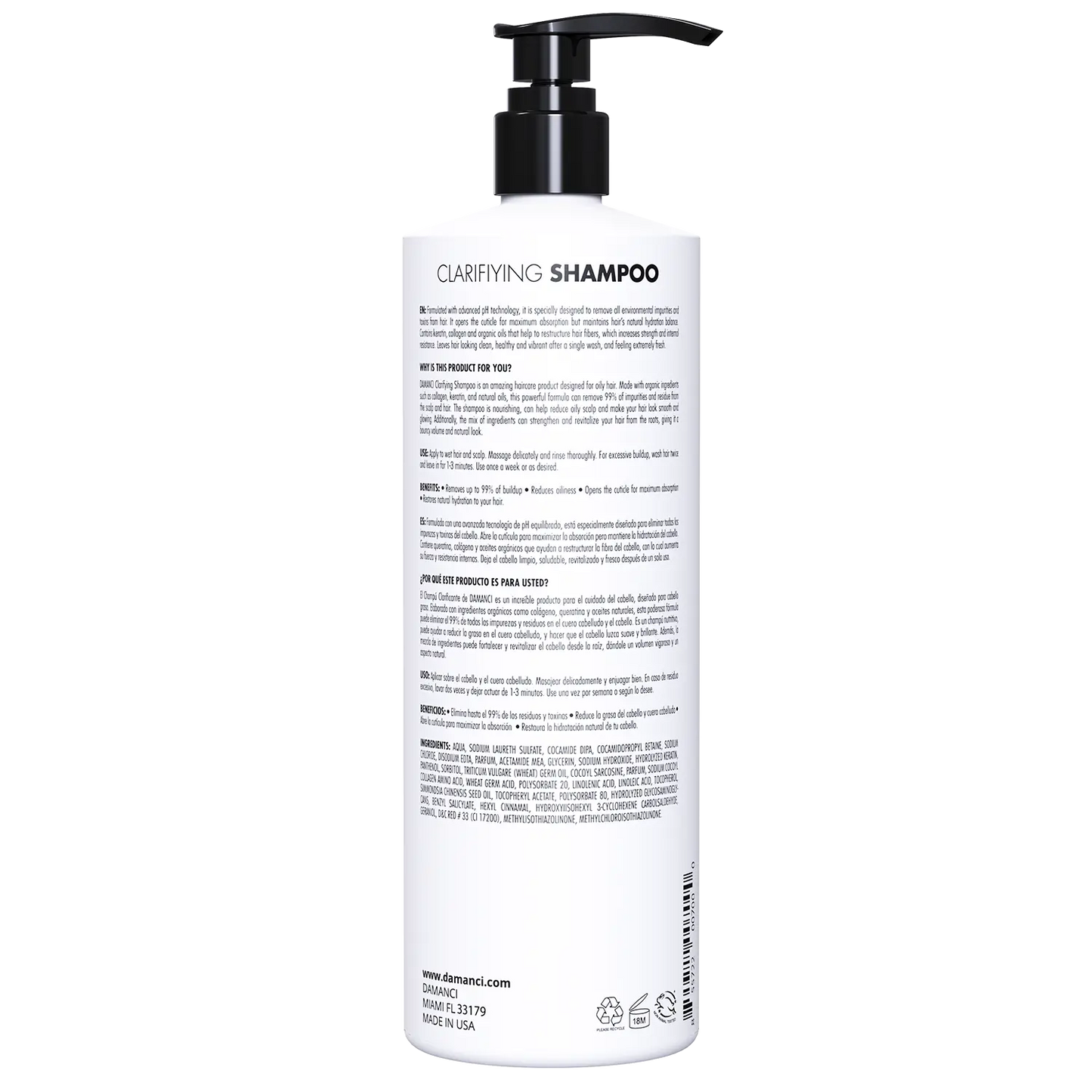 DAMANCI Clarifying Shampoo for Deep Cleansing & Repair 32oz