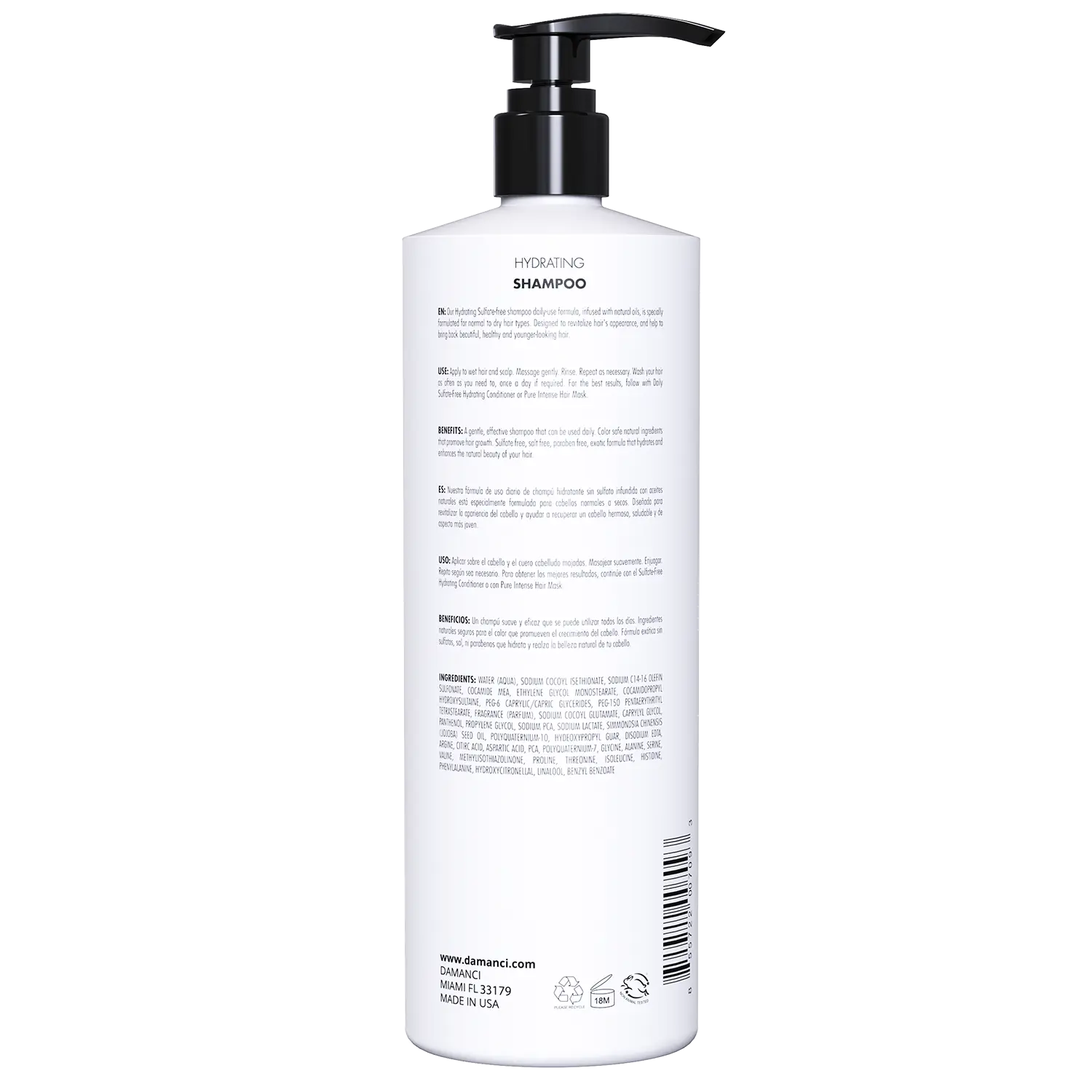 DAMANCI Hydrating Sulfate-Free Shampoo for Healthy, Revitalized Hair